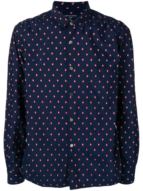 Comme Des Garçons Pre-Owned geometric embroidery shirt Blue CDG997