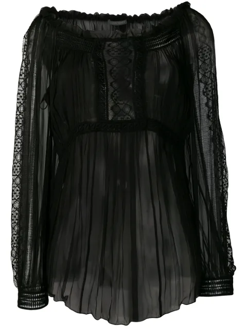 Alberta Ferretti sheer pleated blouse Black A02171614