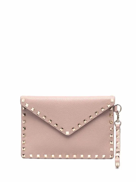 Valentino Garavani Rockstud leather clutch bag Neutrals WP0P87VSH