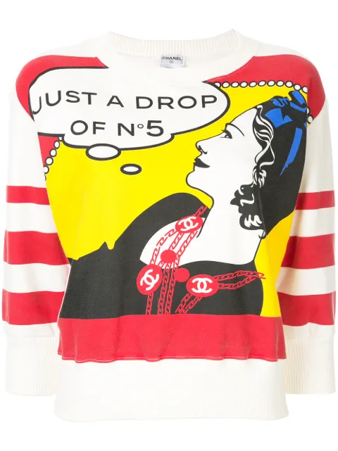 CHANEL Pre-Owned graphic-print sweatshirt White M1542