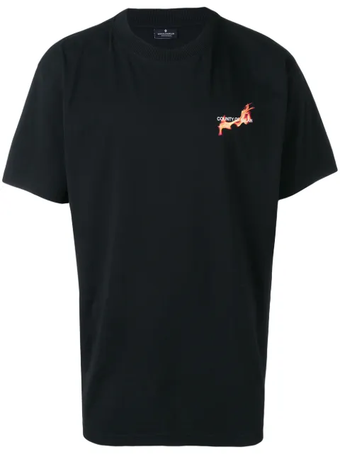 COUNTY OF MILAN Flaming Basketball print T-shirt Black CMAA018R190010331088