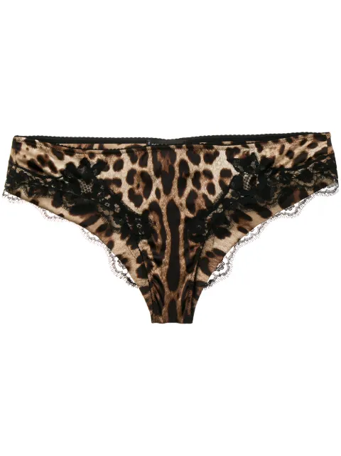 Dolce & Gabbana leopard-print satin briefs Brown O2A02TFSAXY