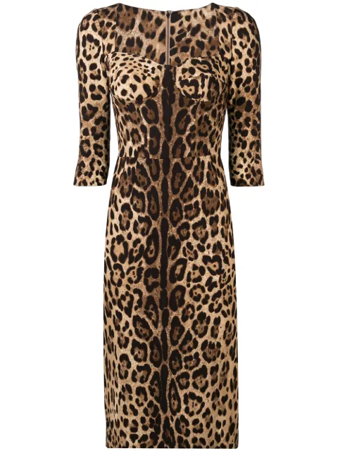 Dolce & Gabbana leopard-print midi dress Brown F6C1ETFSRKI