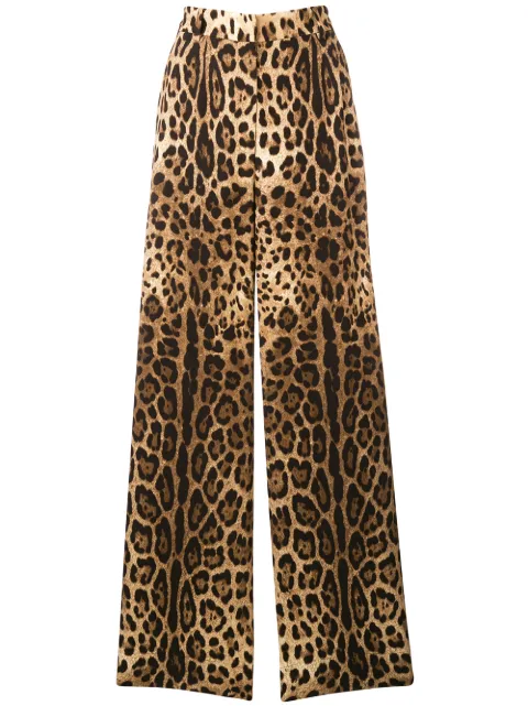 Dolce & Gabbana leopard-print flared trousers Brown FTBDKTFSRKI