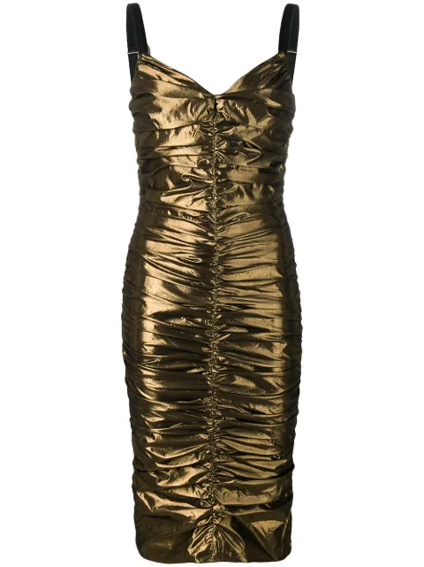 Dolce & Gabbana lamé ruched dress Gold F6C5WTFURHV