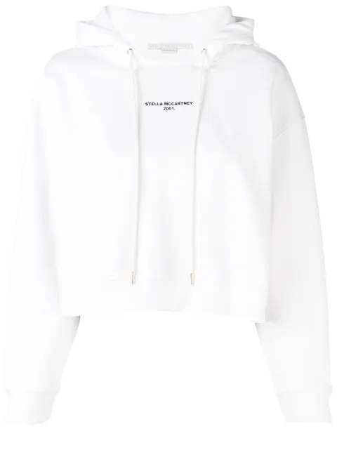 Stella McCartney cropped logo print hoodie White 530914SMW36