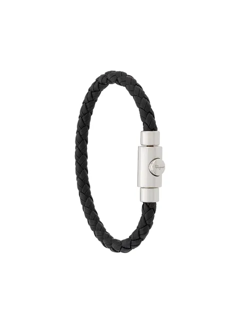 Ferragamo braided leather bracelet (18cm) Black 703871