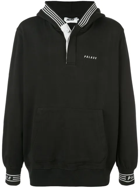 Palace P-Rib stripe-trim hoodie Black P14CS118