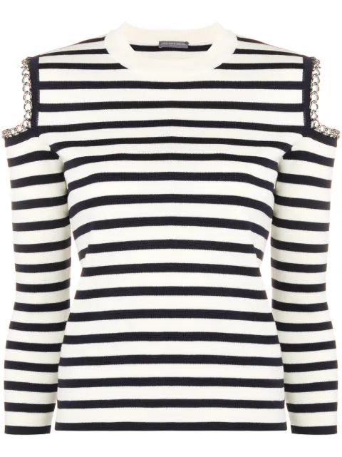 Alexander McQueen chain-embellished striped jumper Neutrals 559087Q1WTX
