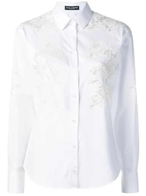 Dolce & Gabbana lace inserts shirt White F5K35TFUEAJ