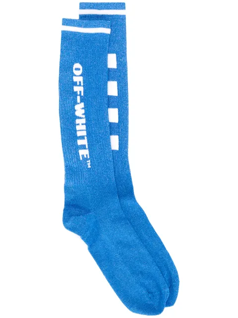 Off-White logo knit socks Blue OWRA003R19B08050