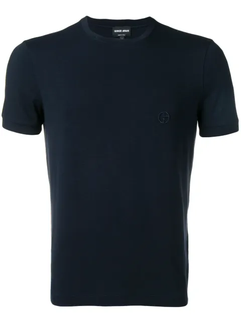 Giorgio Armani GA logo-embroidered T-shirt Blue 3GST52SJP4Z