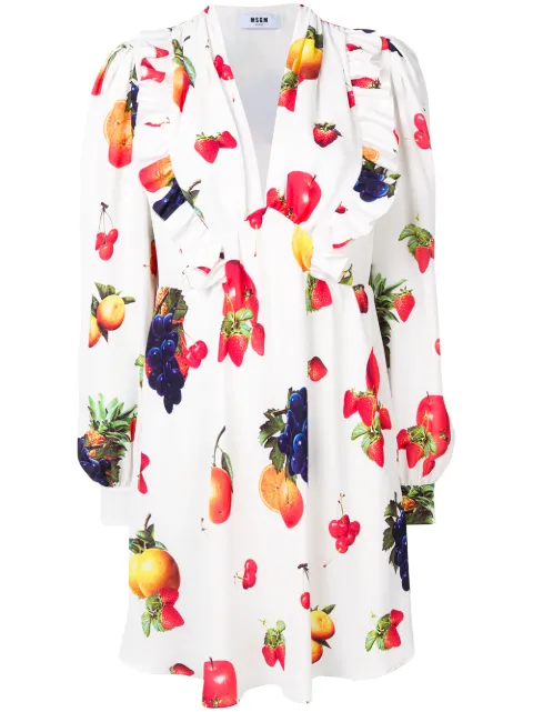 MSGM fruit print midi dress White 2641MDA04A195163
