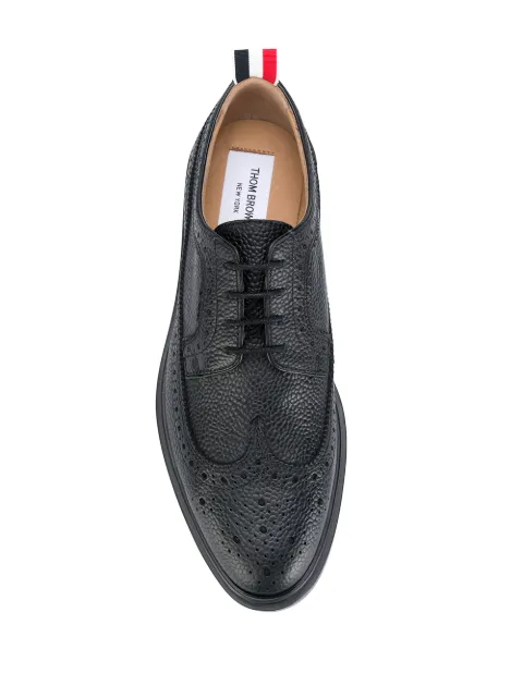 Thom Browne pebble grain lightweight rubber sole classic longwing brogues Black FFO002G00198