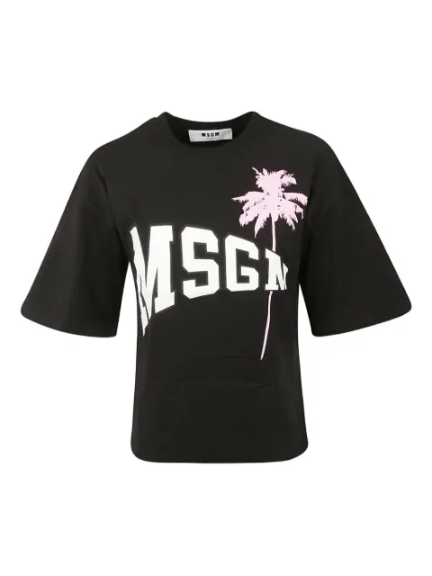 MSGM logo palm tree T-shirt Black 2641MDM16419529