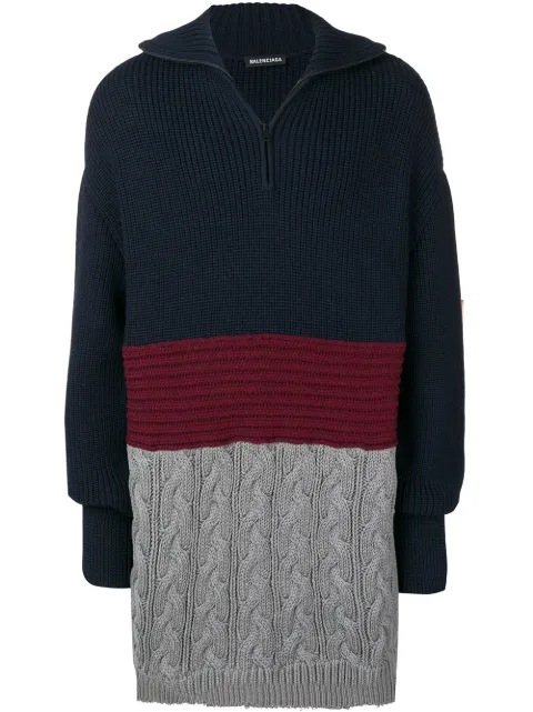 Balenciaga layered high neck sweater Blue 555959T1523