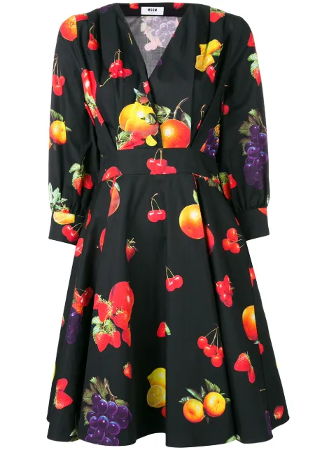 MSGM fruit print dress Black 2641MDA48195158