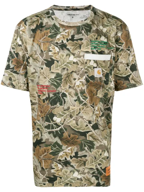 Heron Preston leaf print T-shirt Green HMAA002F187210578888