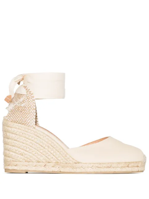 Castañer Carina 80 canvas wedge heels Neutrals 020962