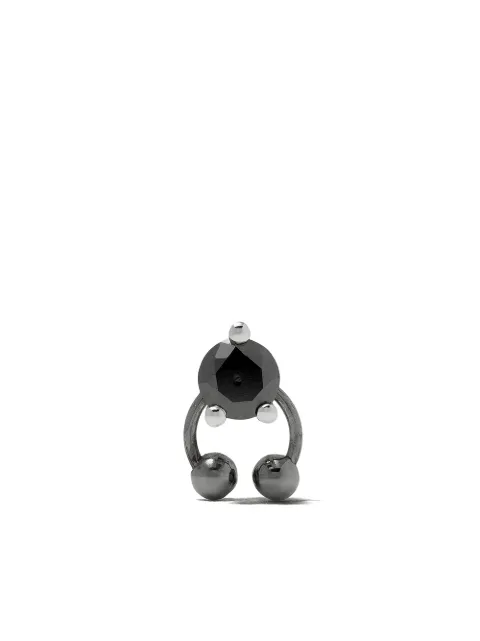Delfina Delettrez Farfetch Exclusive 18kt white gold Two In One Pierced Black Diamond stud Silver TIO5002F