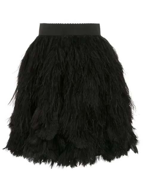 Dolce & Gabbana feather appliqué mini skirt Black F4BI5FGDL62