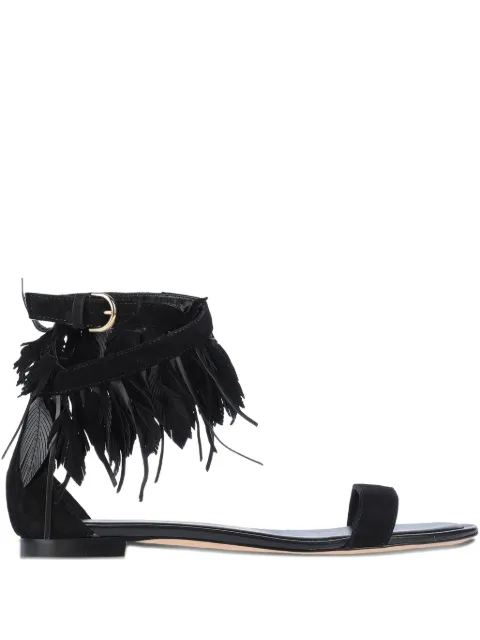 Tod's feather-trim sandals Black XXW37B0AR60HR0B999