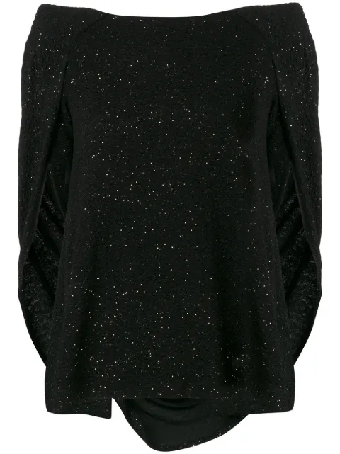 Talbot Runhof cape style glitter top Black SAACY2AK15