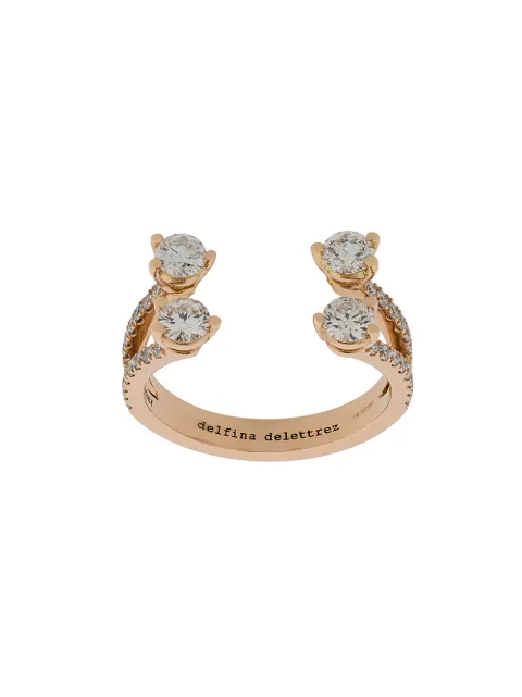 Delfina Delettrez 18kt rose gold Dots Diamond pave ring Gold NTL1016B