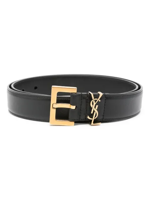 Saint Laurent Cassandre leather belt Black 634437BOO0W