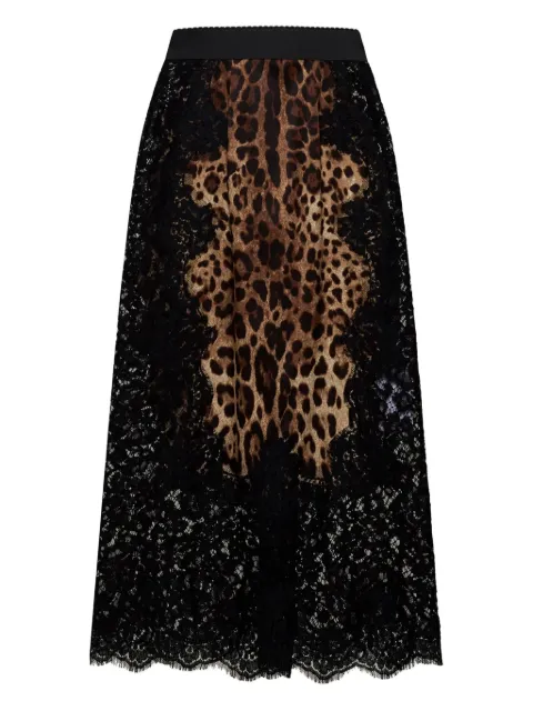 Dolce & Gabbana leopard-print satin midi skirt Brown F4BHCTFSAXY