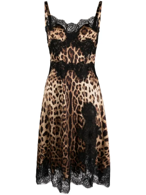 Dolce & Gabbana leopard-print satin slip dress Brown F6A5DTFSAXY
