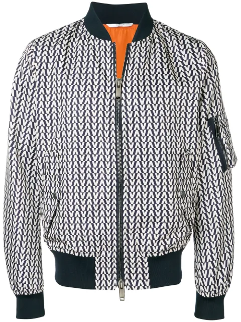 Valentino Garavani logo print bomber jacket Blue VCI164DKT