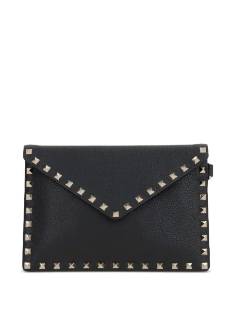 Valentino Garavani Rockstud grainy calfskin pouch Black WP0P87VSH