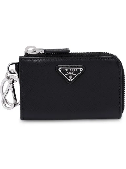 Prada leather pouch keychain wallet Black 2TT0852AHF