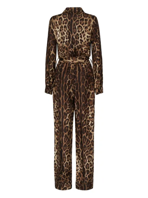 Dolce & Gabbana leopard-print silk pajama jumpsuit Brown F6C1GTHS1ZX