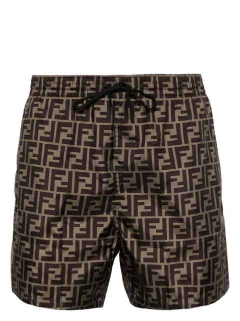 FENDI logo-pattern swim shorts Brown FXB077A79F