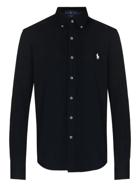 Polo Ralph Lauren logo embroidered button-down shirt Black 710654408008