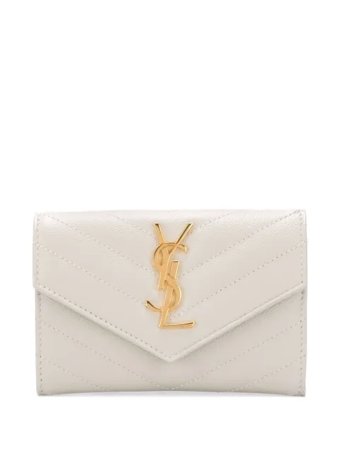 Saint Laurent small chevron-quilted leather wallet White 414404BOW01