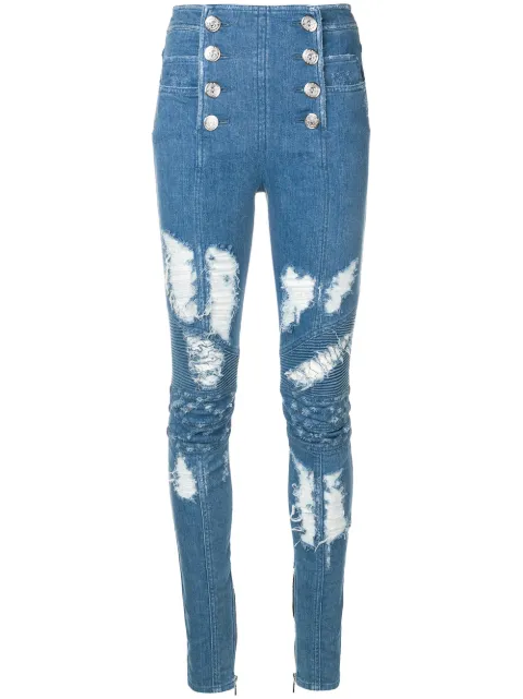 Balmain button-front skinny jeans Blue PF05493D016