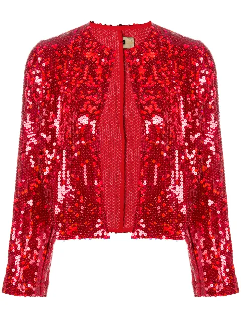 Comme Des Garçons Pre-Owned 1999 sequin embellished cropped jacket Red CDG971