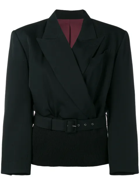 Jean Paul Gaultier Pre-Owned ribbed waist blazer Black JPG1960
