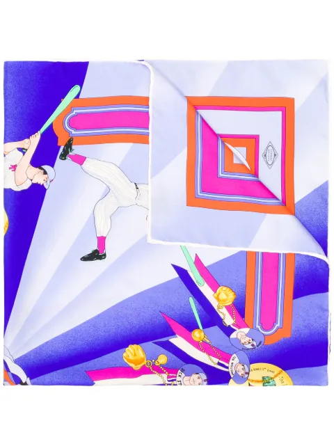 Versace Pre-Owned 1990s baseball-print silk scarf Blue VER319
