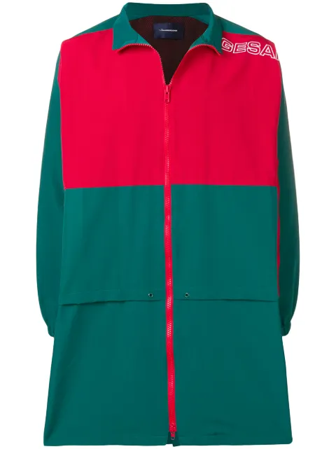 JohnUNDERCOVER colourblock mid-length sports jacket Green JUW4304