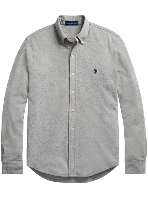 Polo Ralph Lauren logo embroidered button-down shirt Grey 710654408019
