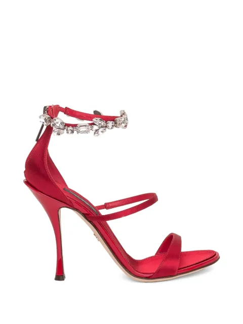 Dolce & Gabbana crystal-embellished satin-finish heeled sandals Red CR0729AZ593