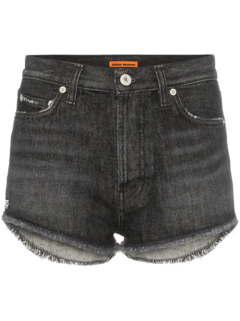 Heron Preston distressed hem denim shorts Black HWYC002R19753035