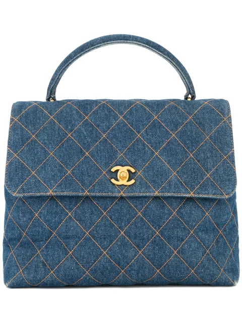 CHANEL Pre-Owned 1996-1997 diamond-quilted denim tote bag Blue 4773990