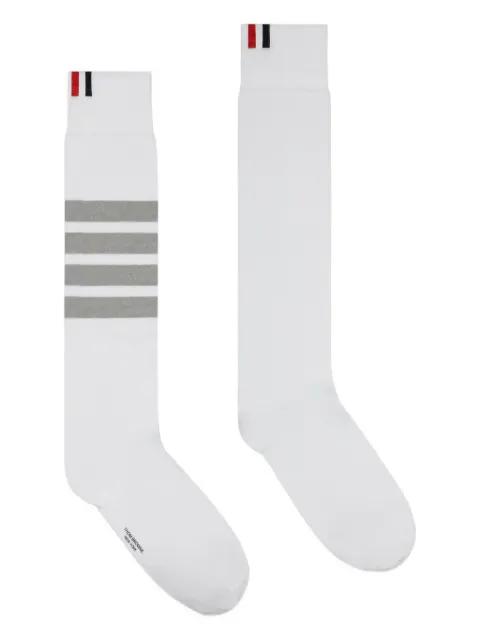 Thom Browne cotton 4-Bar mid-calf socks White FAS020D01690