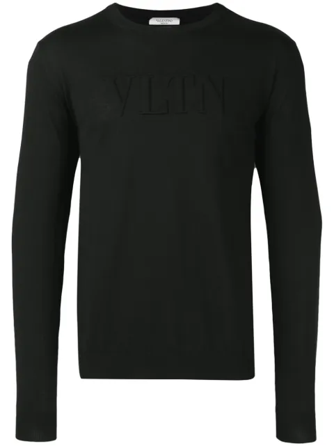 Valentino Garavani logo-embossed wool jumper Black VKC01CQNQ
