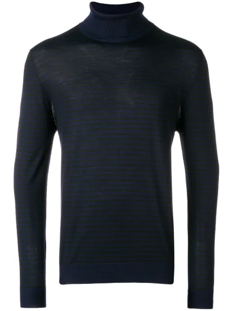 Eleventy striped turtleneck pullover Black 979MA3134MAG24002
